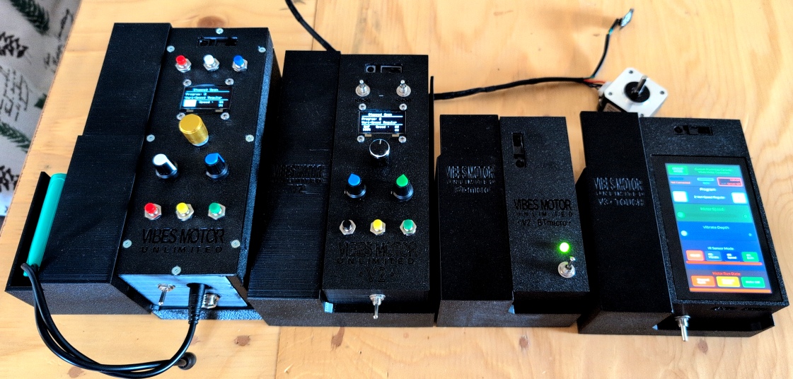 All four VMU motor controller models in their clip-on caddies