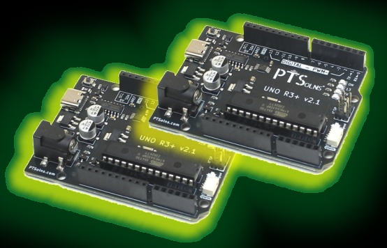 Two Arduino Uno R3+ boards