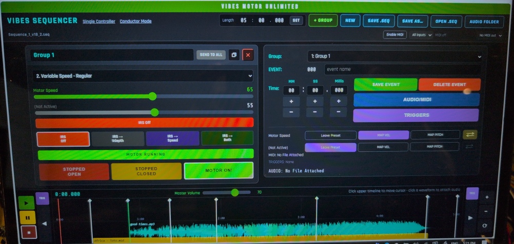 VMU Web Tools Sequencer page